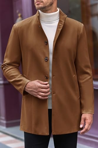 Image of Makkrom Mens Casual Overcoat Single Breasted Peacoat Business Topcoat