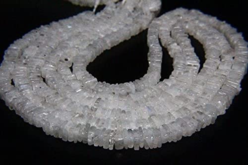 LKBEADS 40 cm pełny sznur naturalny tęczowy kamień księżycowy Heishi koraliki od 4 mm do 5 mm kwadratowy kształt biały kamień księżycowy kamień szlachetny koraliki sznur gładkie kamienie szlachetne