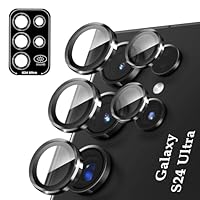 YienMi Kameraschutz Kompatibel mit Samsung Galaxy S24 Ultra Kamera Schutzglas, 9H Härte, Anti-Kratzen, Schutz in Militärqualität, Metallglas Kamera Displayschutzfolie Filmzubehör (Schwarz)