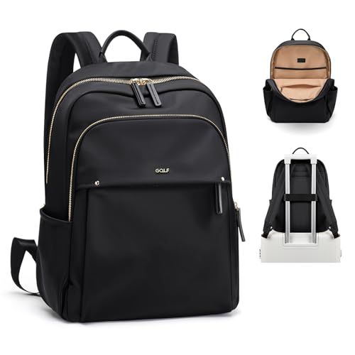 GOLF SUPAGS Stylish Laptop Backpack for Women Computer Bag Fits 14 Inch Notebook Travel College Work Backpacks Purse (Black)