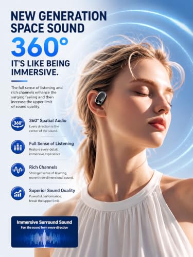 Image of G39 OWS Open Ear Wireless TWS Earbuds, Custom EQ, Bluetooth 5.4 Earphones, 50H Playtime, Fast Charging Case, 50ms Low-Latency Gaming & Touch Controls Headset. Black