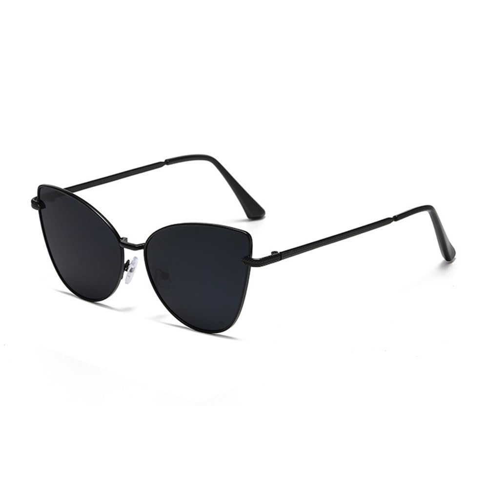 Lunettes de soleil œil de chat en métal noir au design chic géométrique - 7