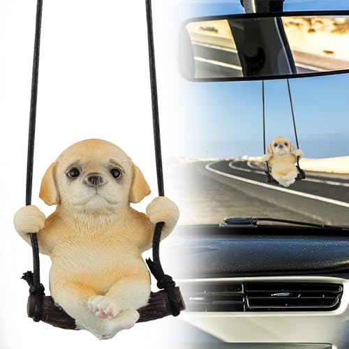 FainFun Bulldog Ciondolo Auto, Ornamento Auto Bulldog, Ciondolo Bulldog Francese Auto, Animale Specchietto Retrovisore Ciondolo, Auto Pendente Carino, Regalo Divertente (Labrador)