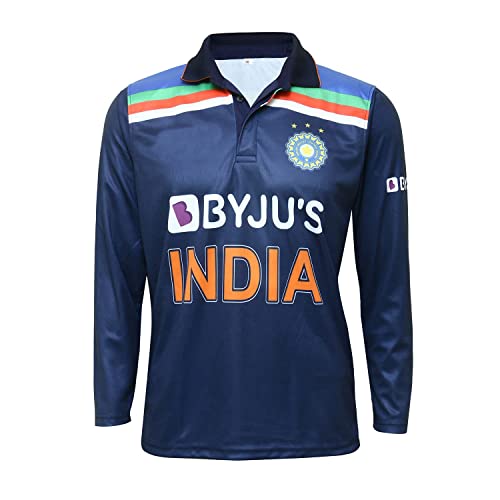 KD India Jersey Cricket Dri Fit Retro Uniform Half Full Sleeve T Shirt Supporter Match Tee Plain Full Sleeve Chest 42