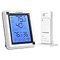 VIVOSUN Indoor Outdoor Thermometer Wireless Digital Hygrometer Temperature and Humidity Monitor with Touchscreen LCD Backlight, 200ft/60m Range, Battery Included