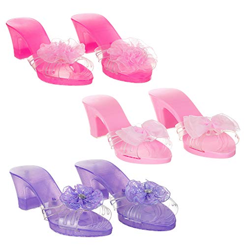 3 Pack Dress Up Kids Royalty Heels - Pretend Play High Heels for Kids, Princess Play Dress Shoes - Toddler Size 7-102
