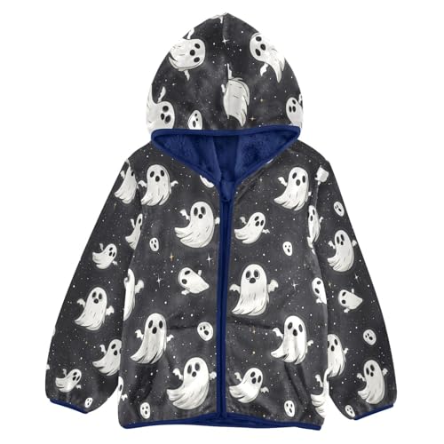 Ghostly Figures on Dark Toddler Fleece Jacket Girl Boys Hooded Fleece Jacket Coat Warm Outwear Zip-up 3-10T