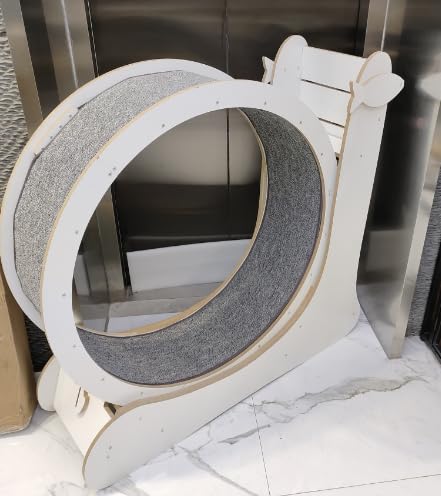 Cat Exercise Wheel Treadmill Wooden Cat Running Wheel Exerciser Toy with Scratcher Silent Runway for Indoor