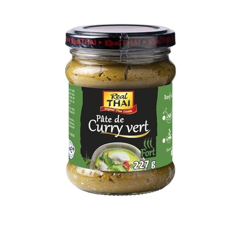 Pâte de curry vert thaïlandaise Real Thai condiment épicé lot de 3 pots 227g