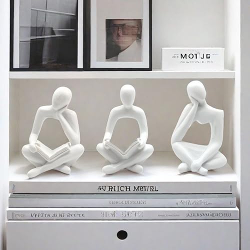 Escultura Abstracta Estatua Pensador Blanco Minimalista miniatura 4