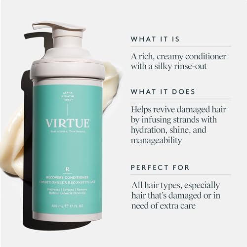 Virtue Recovery Conditioner with Keratin Hydrates, Softens, and Renews Damaged Hair, Sulfate Free, Color Safe