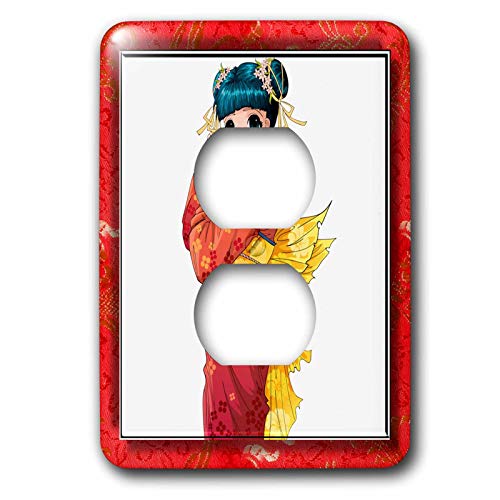 Cache pour prise de courant Geisha dessin animé 3dRose lsp_31480_6 décoratif