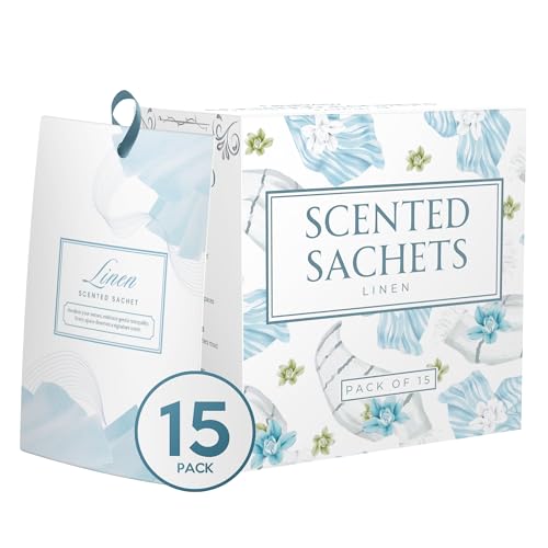 15 Pack Fresh Linen Sachets For Drawers and Closets, Scented