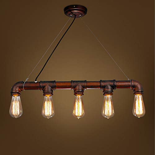 Plafonnier vintage pipe à eau 5 lampes E27 en métal pour décoration - 6