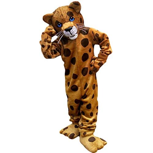 Yellow Brown Leopard Cartoon Costume Mascot Plush with Mask for Adult Cosplay Party Halloween Dress Up