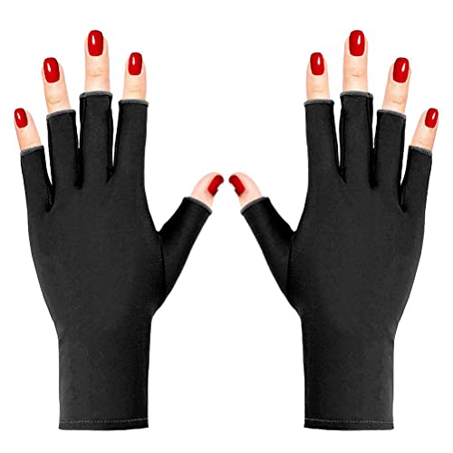 uv nail lamp gloves - Pimoys Anti UV Gloves for UV Gel Nail Lamp Light, Gel Manicure Gloves UV Light Gloves for Gel Nails, Hand UV Protection Fingerless Gloves for Nails UV Light