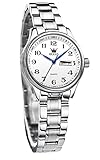 OLEVS Watches for Women UK Ladies Analog Quartz Silver and Gold Women's Watches Date Day Stainless Steel Waterproof Large Numbers Easy Read Dress Wrist Watches