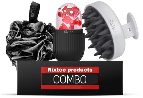 Image of Ice Roller For Face, Neck and Body | For Puffy Eyes and Facial Skin Care, Ice Facial Cube With Shampoo Brush and Loofah (combo of 3 products)