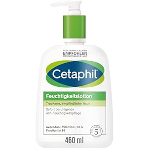Cetaphil Feuchtigkeitslotion, 460ml, Für trockene, empfindliche Haut, Sorgt für ein geschmeidiges Hautgefühl und bis zu 48h lang anhaltende Feuchtigkeit, Klinisch getestet bei empfindlicher