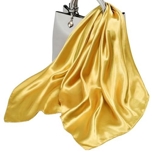 35 inches Womens Solid Color Large Satin Silk Feeling Formal Scarf Wrap Chiffon Square Neck Scarf Handkerchief2