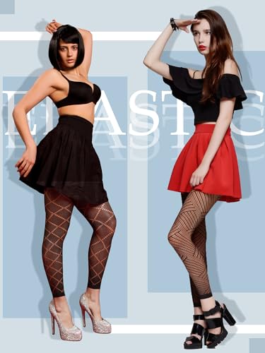 Newcotte 6 Pair Fishnet Stockings for Women Black Footless Thigh High Stockings Plus Size Lace Mesh Thigh High Tights (Elegant Black)4