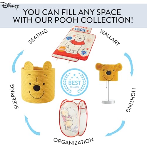 Image of Disney Winnie the Pooh Pop Up Hamper - Collapsible Laundry Basket with Durable Carry Handles - 21'' x 13.5'' - Lightweight Storage Bin for Nursery, Bedroom & Toys