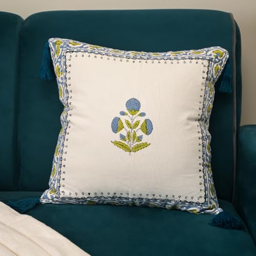 Image of Digital Print Cotton Canvas Throw Pillow Cover for Sofa | 16 X 16 Inch Decorative Pillow Cases for Home Decore | Boho Pillow Case for Living Room and Bed Room (Set of 1, 16 * 16)