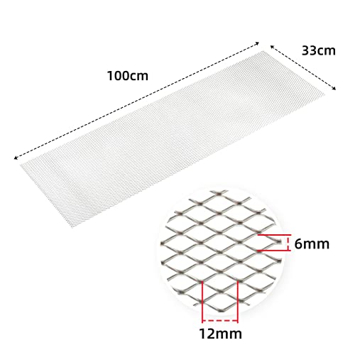 Image of AggAuto Universal 40 inchx13 inch Car Grill Mesh - Aluminum Alloy Automotive Grille Insert Bumper Hexagon Hole 6x12mm, One of the Most Multifunctional Shape Grids Silver
