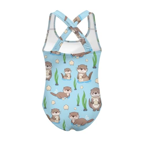 Image of Kid One Piece Swimsuit with Cross Back Girls Summer Sleeveles Swimwear for 5-14 Years