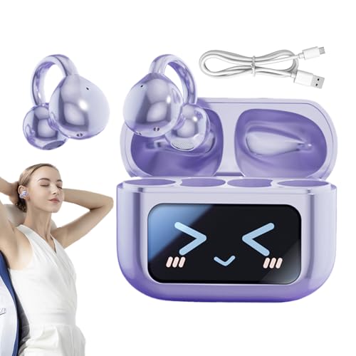 NevPuose Auriculares inalámbricos con pantalla, auriculares inteligentes inalámbricos con clip, traducción de IA, cancelación de ruido, impermeables, tapones deportivos para dormir