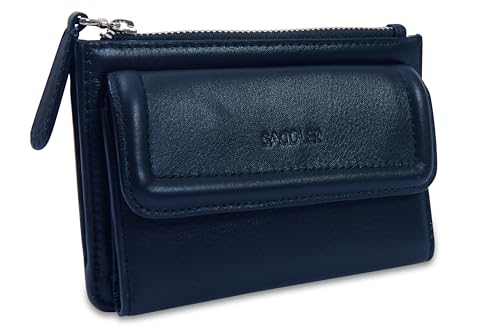 Porte-cartes à trois volets pour femme SADDLER en cuir véritable élégant