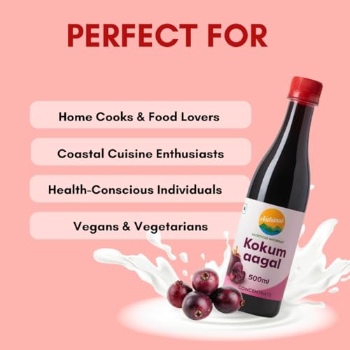 Image of Nutrinat Kokum Aagal - 500ml (Pack of 1) | Pure Kokum Extract with Salt | Kokam Aagal with No Artificial Flavors & No Additives | Kokum Agal Without Sugar Ideal for Solkadhi & All Purpose Souring Agent | Kokam Aagal