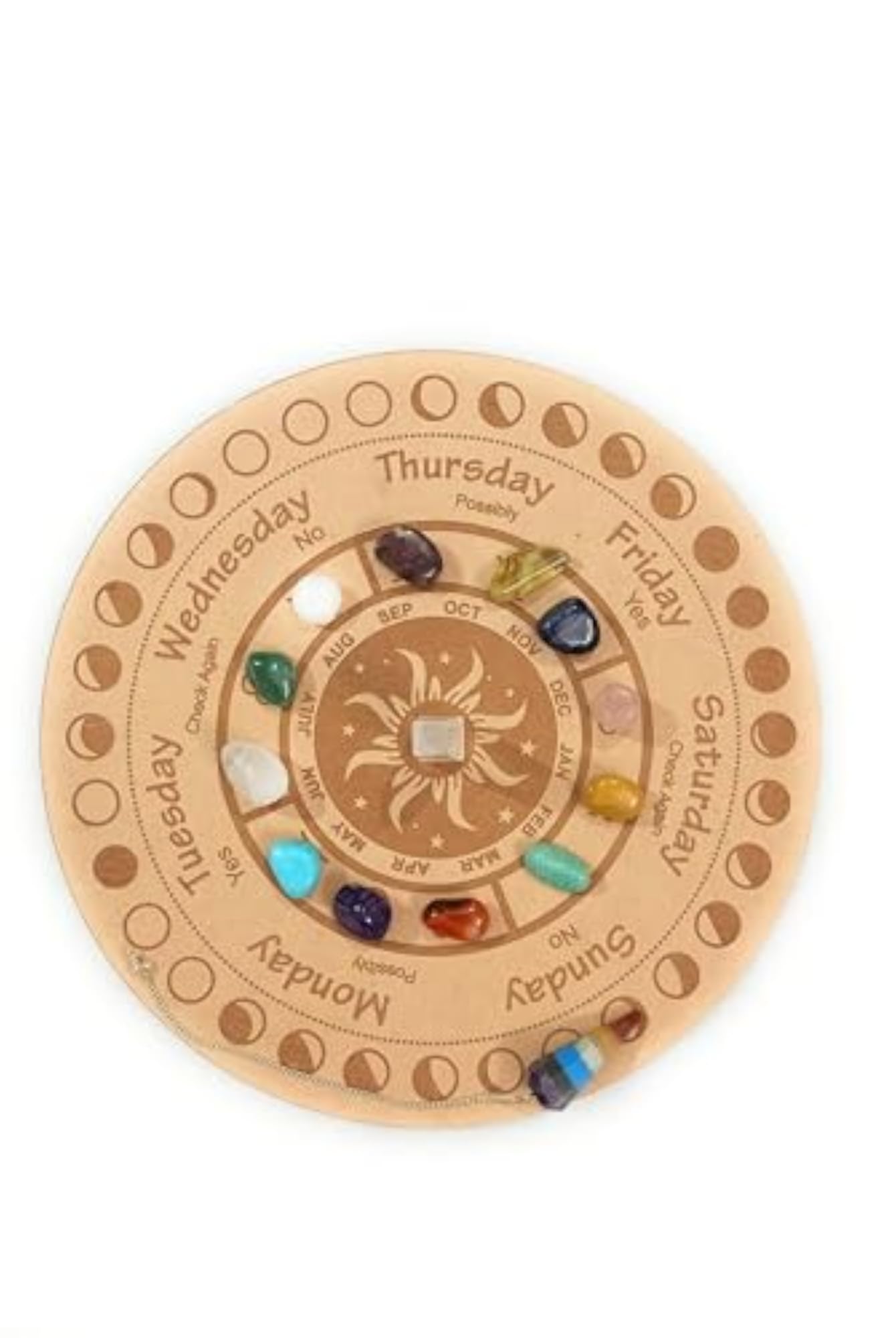 AM STONE MoonFace Wooden Grid Plate for Meditation