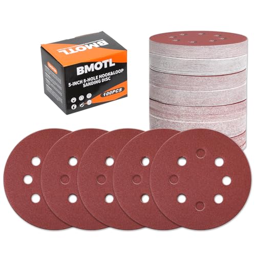 100Pcs 120 Grit Sanding Discs 5 Inch 8 Hole: Woodworking/Metalworking Round Medium Coarse Hook and Loop Sandpaper for Random Orbital Sander
