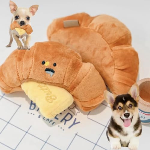Pet Supplies Croissant Plush Dog Toy Squeaky with Crinkle Sound