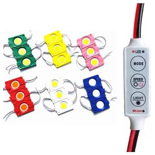 12 Volt 3 * 6 Different Color Each Led Module Coin Light (Red,White,Blue,Green,Pink and Yellow) for Various Projects,Diwali Decoration, Room Decoration with Flasher 3 Keys Switch (12V)-image-20