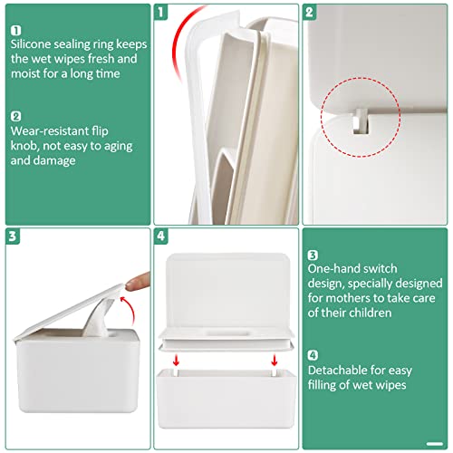 Whiidoom Diaper Wipes Dispenser Wipes Holder, Wipes Tissue Case Keeps Wipes Fresh Tissue Wipes Container With Lid (White) #TOP2