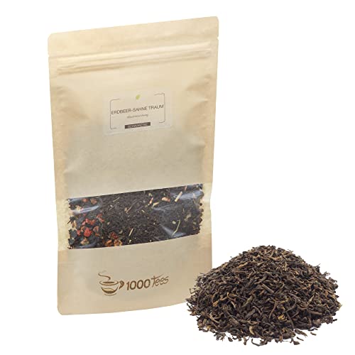 Schwarztee Erdbeer-Sahne-Traum mit Erdbeere-Sahne-Geschmack, fruchtig, beeren-fruchtig, frisch abgefüllt