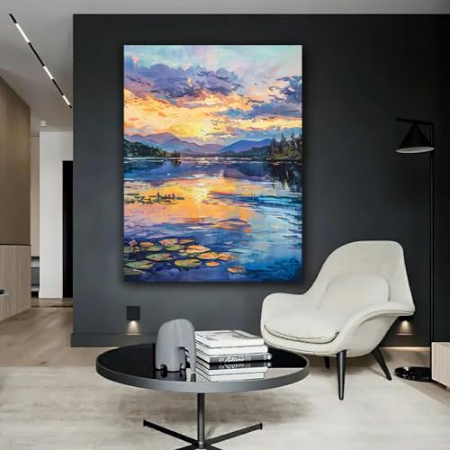 Art mural abstrait coucher de soleil pour apaiser l'ambiance du salon - 4