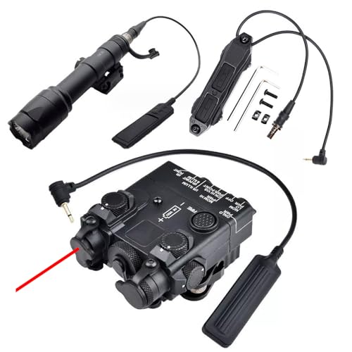 Nylon DL-A2 Box Aiming Laser Sights(with Red Laser+IR Laser+Flashlight&Mount),& M600C Strong LED Flashlight,& Modular Dual Wire Remote Pressure Switch(SF+2.5 Plug) Combo,Black