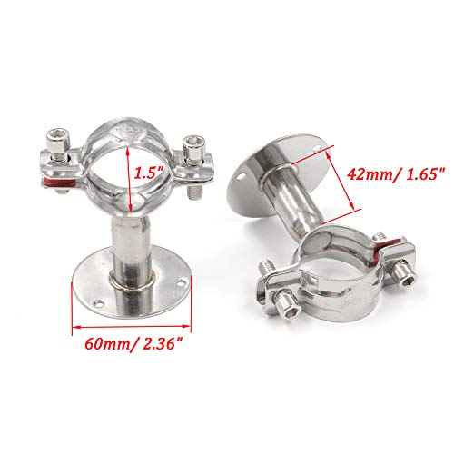Antrader Pipe Bracket Clamp, Adjustable Wall Mount Ceiling Mount Bracket Pipe Fitting Parts Supports Pipe Straps For Dia 38Mm (1-1/2 Inch) Pipe Tube, 2 Pack With Screws #TOP1