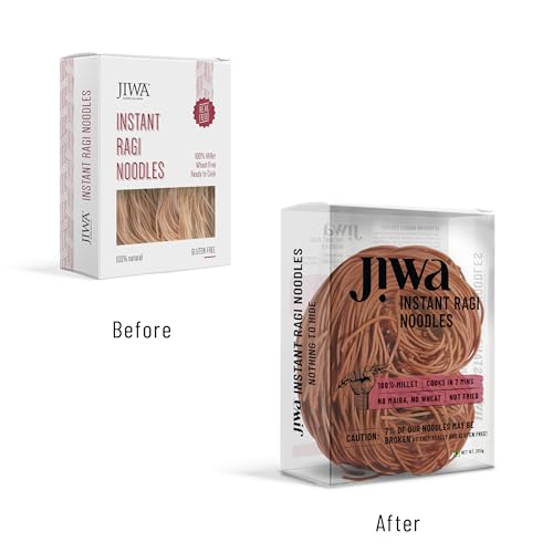 Image of Jiwa Instant Ragi Noodles | Cooks In 7 minutes | Ready To Cook | 100% Millet | No Maida, No Atta | Not Fried | Gluten Free | 200 G (Pack of 2)