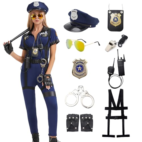 Changchupsem Women Police Costume Adult Police Officer Uniform Cosplay Female Cop Outfit for...