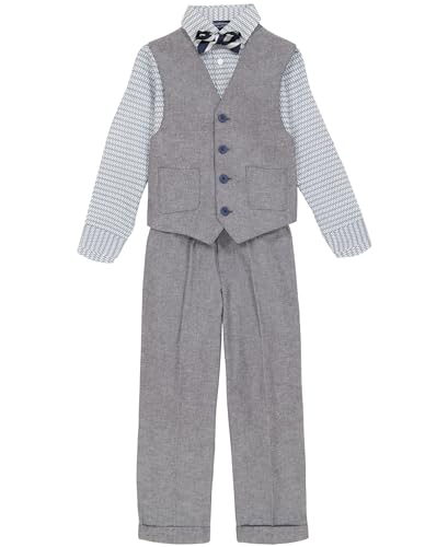 Image of Nautica Boys' 4-piece Formal Suit Set with Vest, Pants, Collared Dress Shirt, and Tie