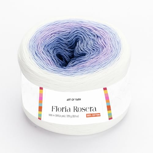 Image of Floria Rosera Ombre 100% Cotton 250g (8.80oz) 1094 Yards Fine 1 Vibrant Multicolor Rainbow for Crochet Knitting Amigurumi Crafts Ideal for Spring Summer Projects Thick Soft