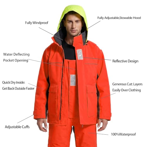 Image of Men's Coastal Sailing Jacket & Bib Pants Combo-Waterproof, Breathable Offshore Hard Shell, Durable Gear