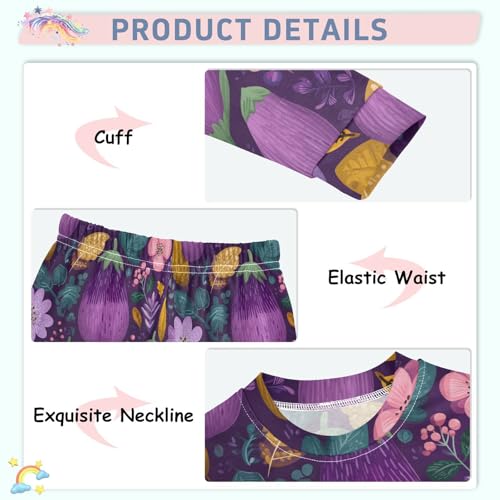 Pajama Sets Long Sleeve Vegetable Floral Pattern Print Soft Comfy Sleepwear 2 Piece PJS 3-8T4
