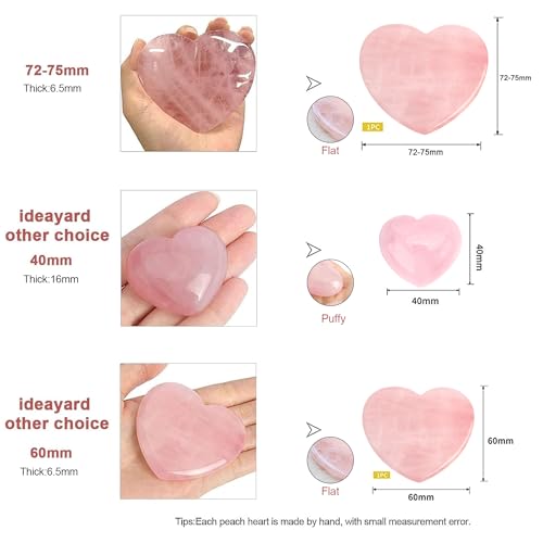 ideayard-Big-Rose-Quartz-Heart-72-75mm-Love-Healing-Crystal-Meditation-Palm-Stone-Quartz-Worry-Stone-for-Relieve-Anxiety-Stress-Tool