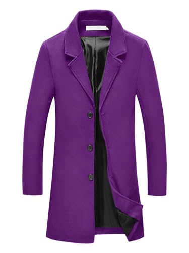 Image of Lars Amadeus Men's Trench Coat Notch Lapel Single Breasted Classic Long Pea Coats Overcoat