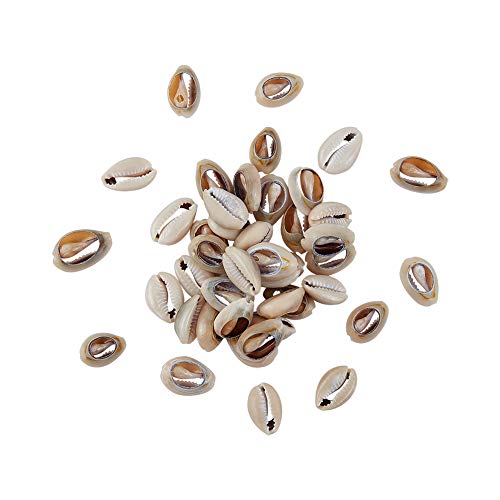 PandaHall Elite About 50 Pcs Tiny Cowrie Sea Shells Oval Ocean Beach Spiral Seashells Craft Charms Length 18-20mm Candle Making, Home Decoration, Party Wedding Decor, Fish Tank Vase Filler